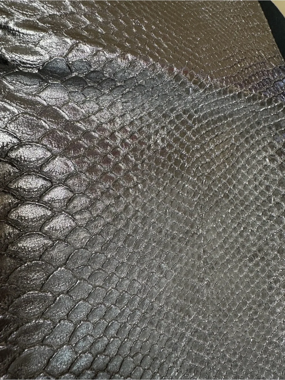 Neiman Marcus Iridescent Pewter Snake-Embossed Wristlet Clutch